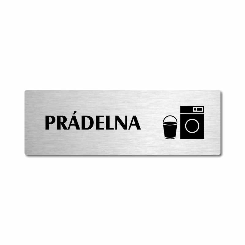 Prádelna, stříbrná popiska na dveře